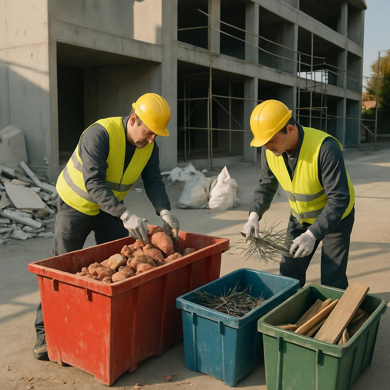 Сбор и сортировка строительного мусора на объекте ремонта