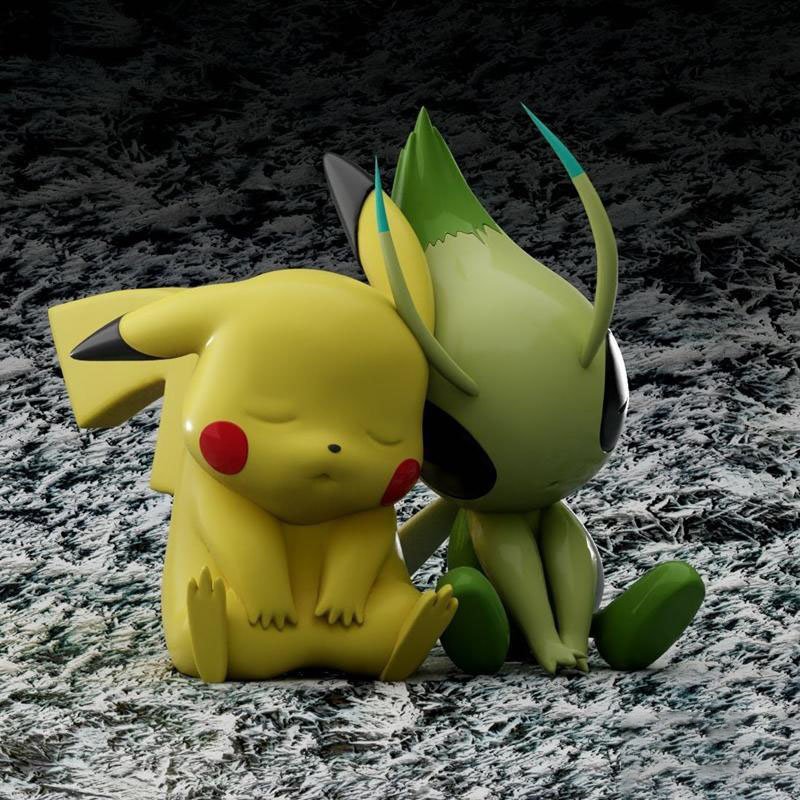 Pikachu and Celebi napping - 3D Print Model