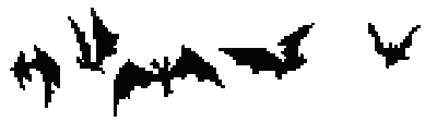 A pixel art divider of bats.
