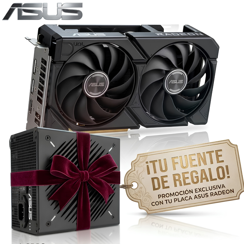 PLACA DE VIDEO ASUS DUAL RADEON RX 9060 XT 16GB + FUENTE ASUS PRIME 650W 80 PLUS DE REGALO