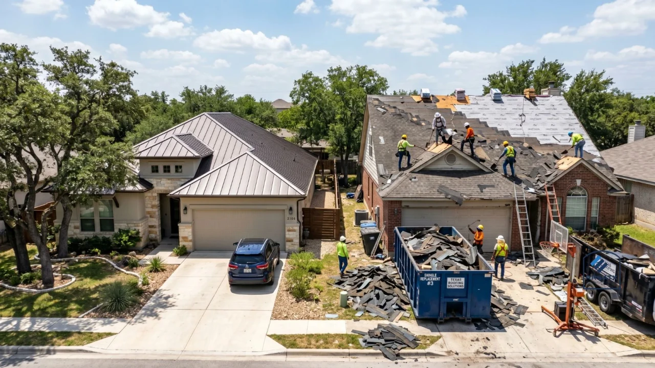Metal roof lifespan timeline versus repeated asphalt replacement San Antonio
