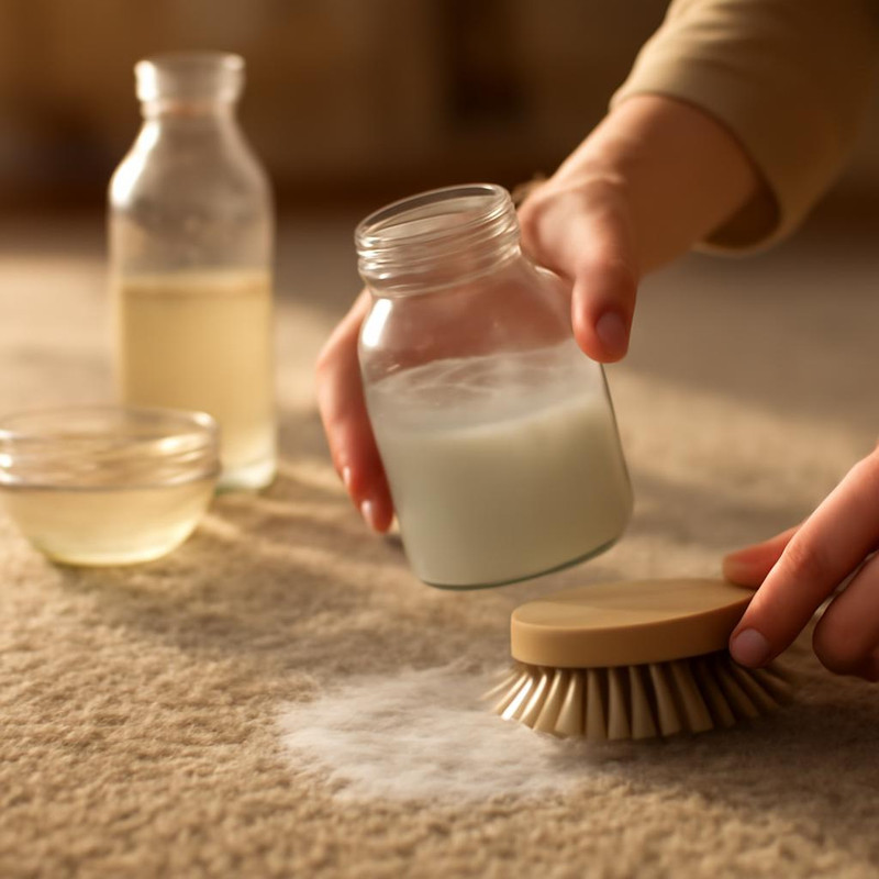 Процесс самостоятельной чистки ковра от запаха с использованием натуральных средств