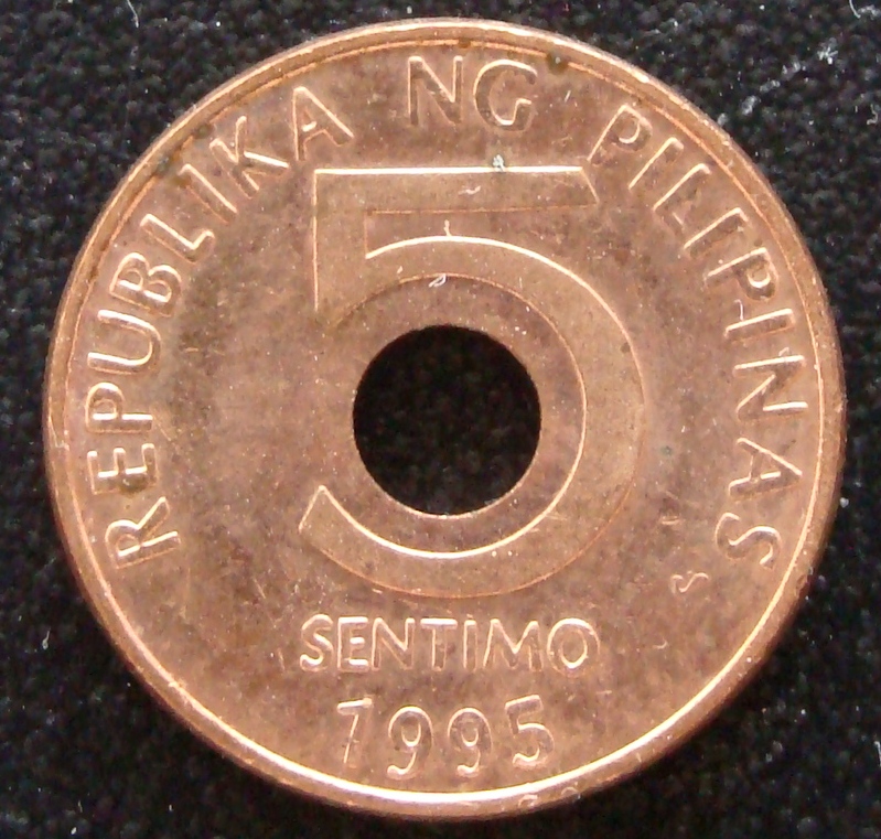 ¡Chapucera! 5 Céntimos Peso. Filipinas (1995) FIL-5-C-ntimos-Peso-1995-rev