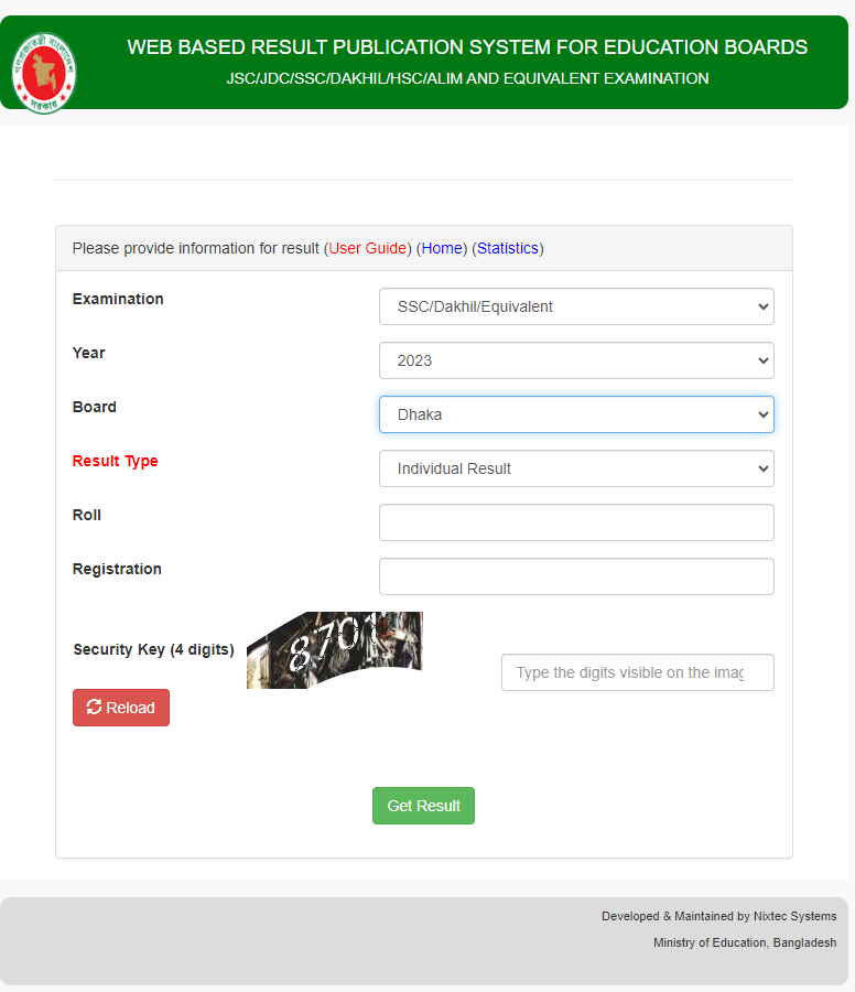 শিক্ষা বোর্ডের বিকল্প রেজাল্ট সাইট থেকে ঢাকা বোর্ডের এসএসসি ফলাফল ২০২৩