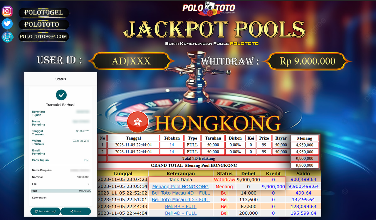BUKTI PEMBAYARAN JACKPOT DIPOLOTOTO DIBAYAR LUNAS!!!
