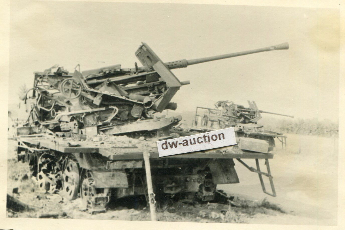 Frankreich , zerstörtes SdKfz Halbkette mit Flak