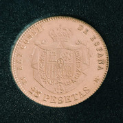 Historia del Toisón de Oro en la numismática española  25-ptas-alfonso-xii-rev