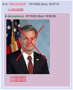 SCREENSHOT OF Q POST >>10016299 7-19-20 RT AN ANON WHO POSTED A PHOTO OF CHRISTOPHER WRAY (FBI DIR) 
