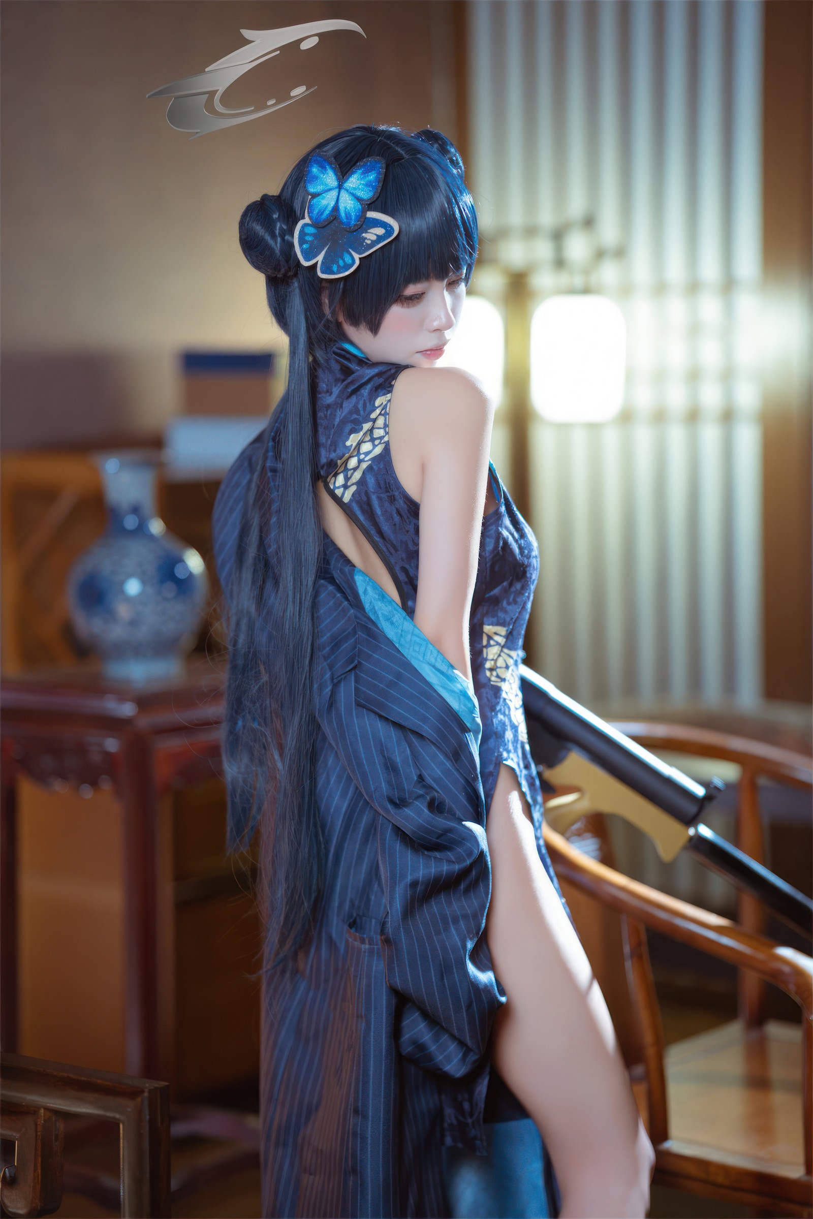 三無人型 COS 二次元：蔚蓝档案龙华妃咲旗袍写真（42P／407M）插图8