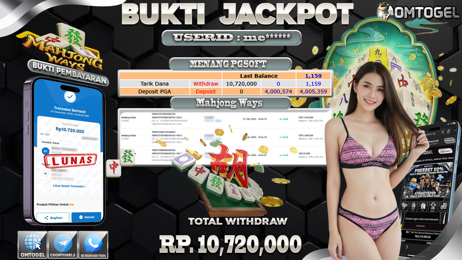 OMTOGEL JACKPOT PGSOFT MAHJONG WAYS  ,10 JUTA DI BAYAR LUNAS ,-