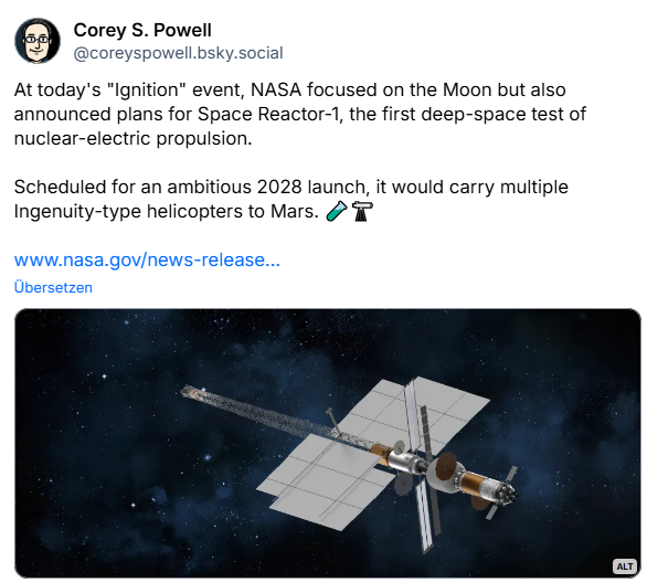 Nuklear-elektrischer Antrieb im Weltraum