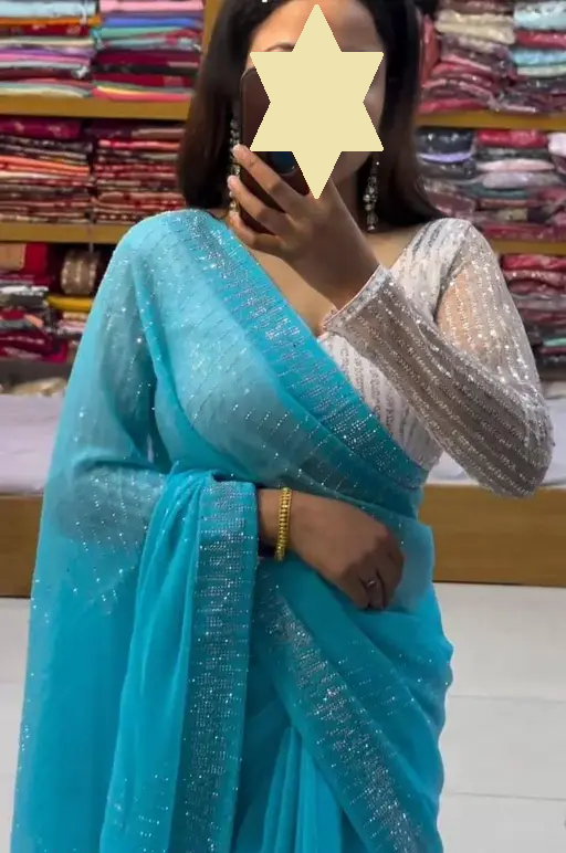 JANKI Saree With Blouse_SKY (R103)
