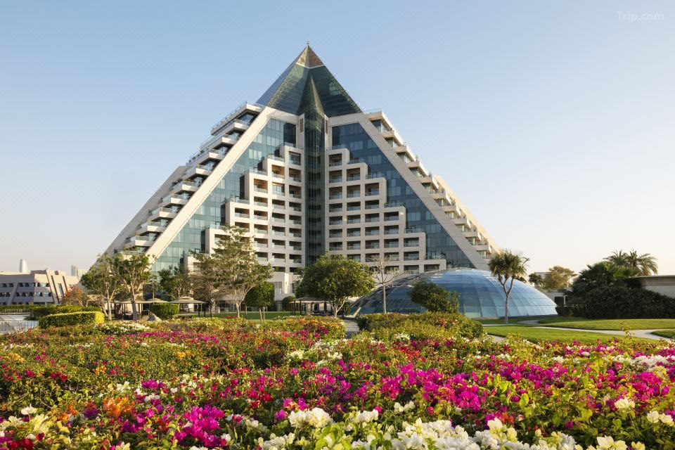 stunning exterior of Raffles Dubai hotel building