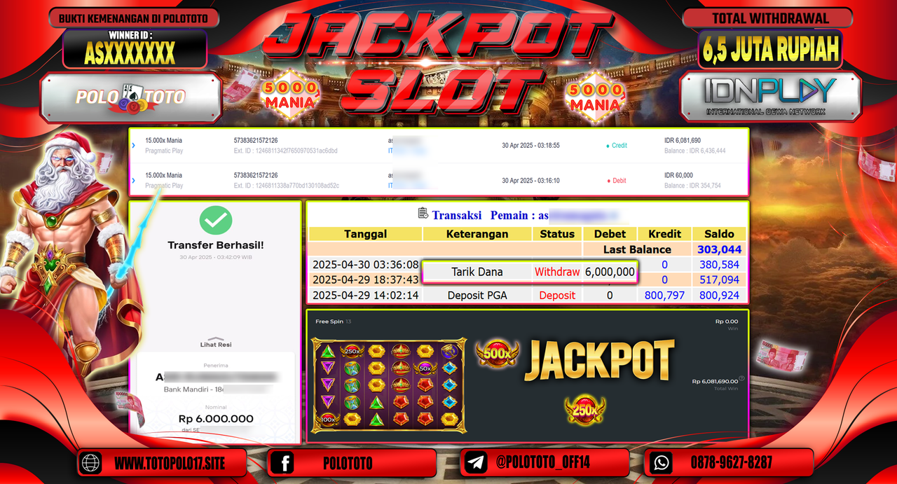 POLOTOTO JACKPOT SLOT SUGAR SUPREME POWERNUDGE Rp.3.900.000,-