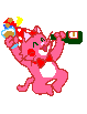 Pink Cat holding alcohol Dancing Gif, Tiny animated