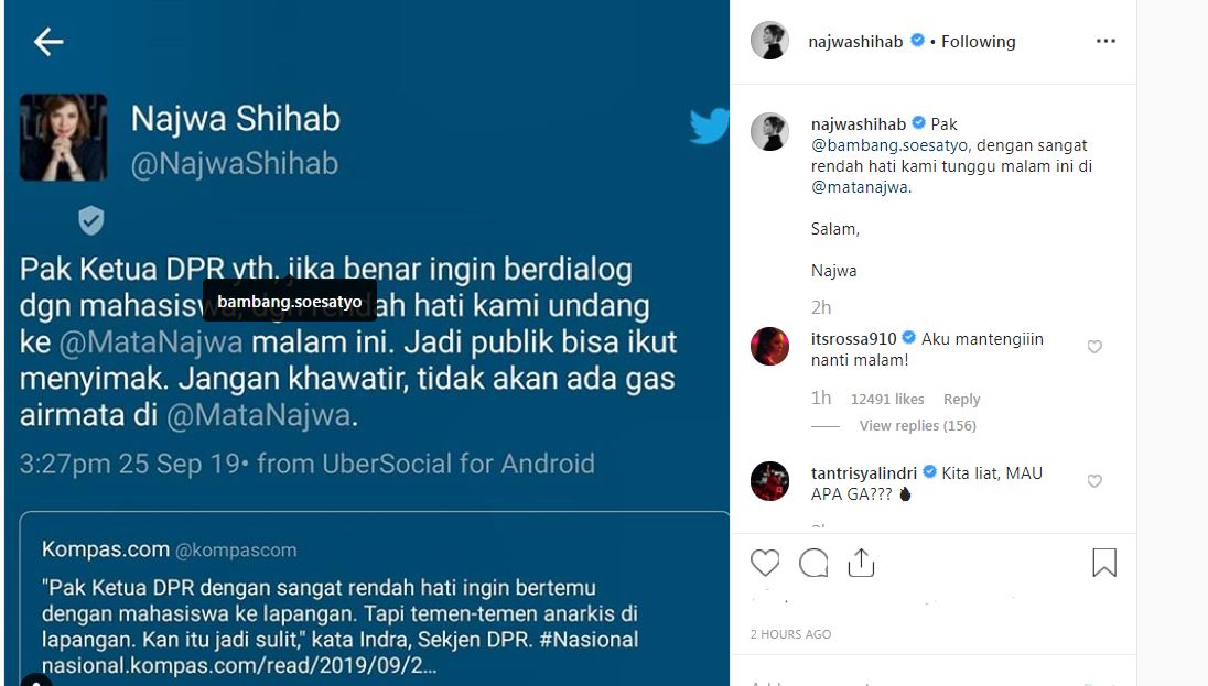 Najwa Shihab mention Bambang Soesatyo