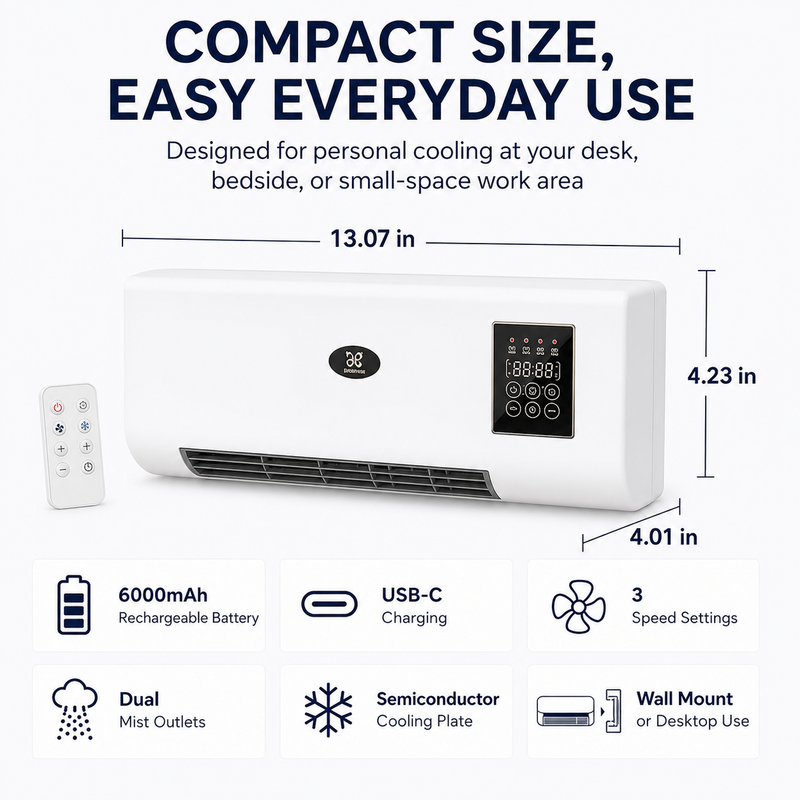 Compact dimensions with rechargeable battery and USB-C charging