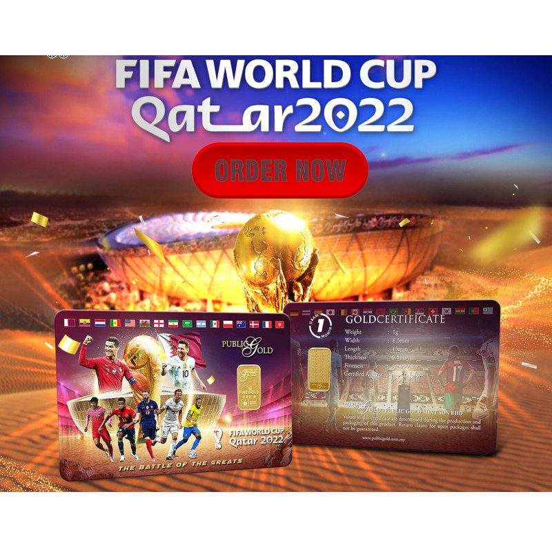 Fifa Worldcup Qatar 2022 Limited Gold Bar 1gram Au999.9 24K