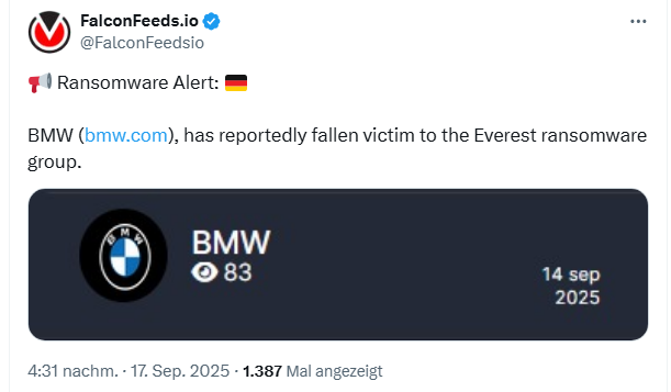 BMW victim of Everest ransomware?
