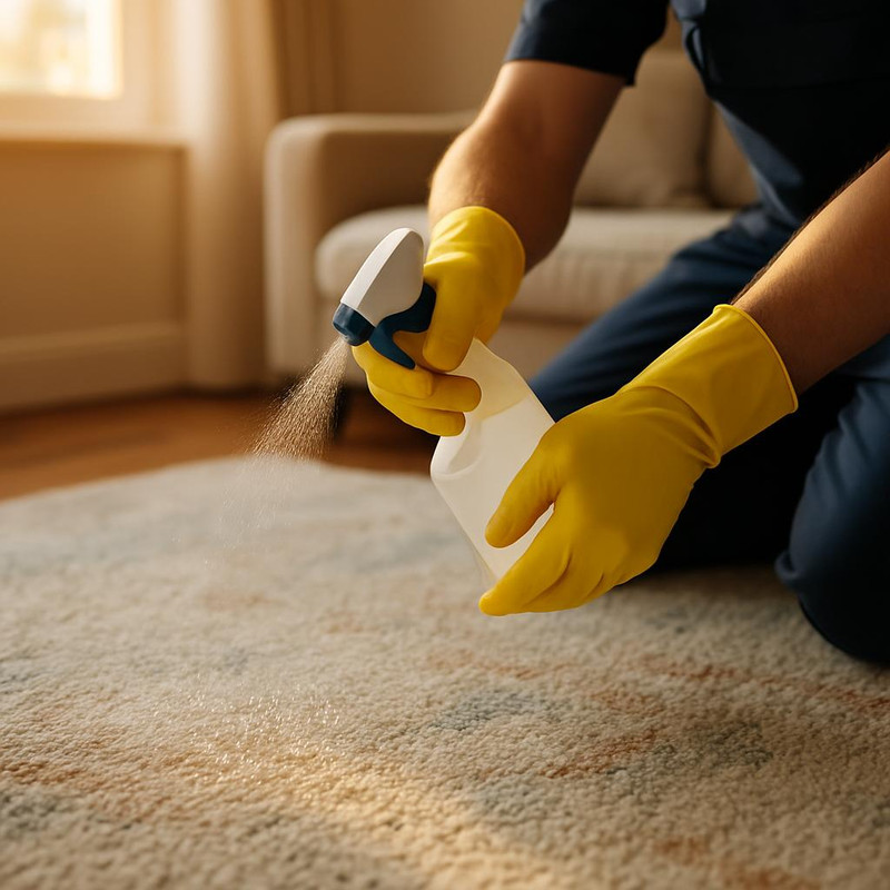 Нанесение защитной пропитки на ковер для профилактики повреждений