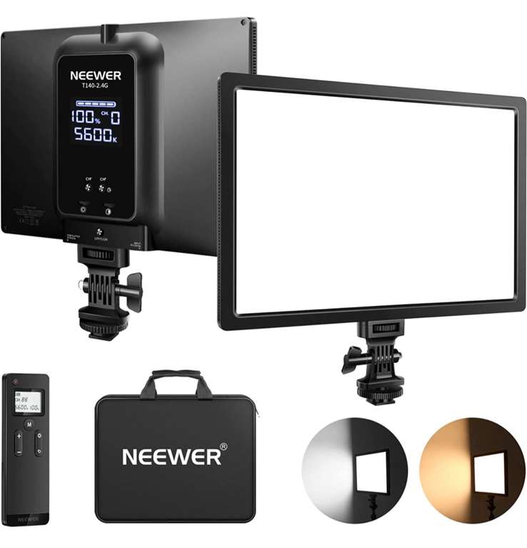 Amazon - NEEWER Advanced 2.4G LED Video Light Panel Lighting Kit/3200K~5600K/CRI 97+/Batería incorporada de 7.4V 5200mAh 
