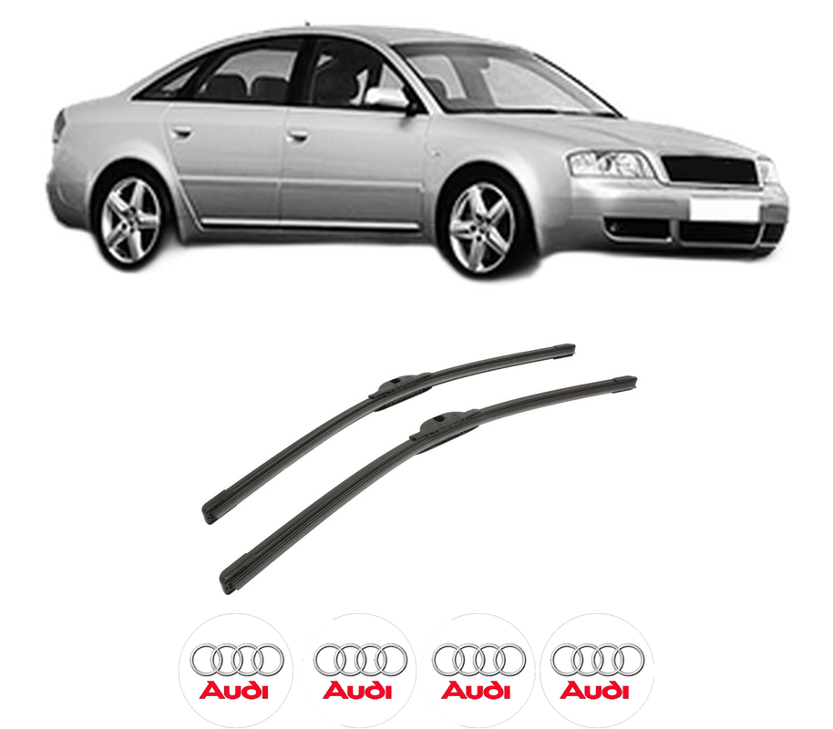 Set stergatoare auto AUDI A6 C5 (4B2, 4B4) din 1997-2005, pentru parbriz auto, 2 bucati, Bosch Aerotwin, din cauciuc siliconat rezistent, 4 Stickere Auto AUDI