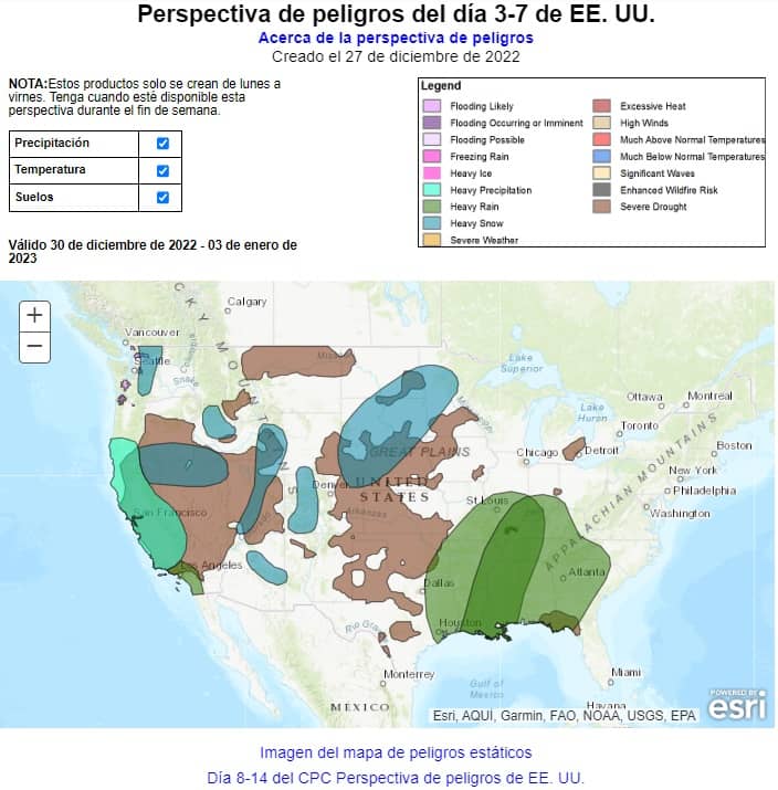 Mapa bomba ciclónica en Estados Unidos