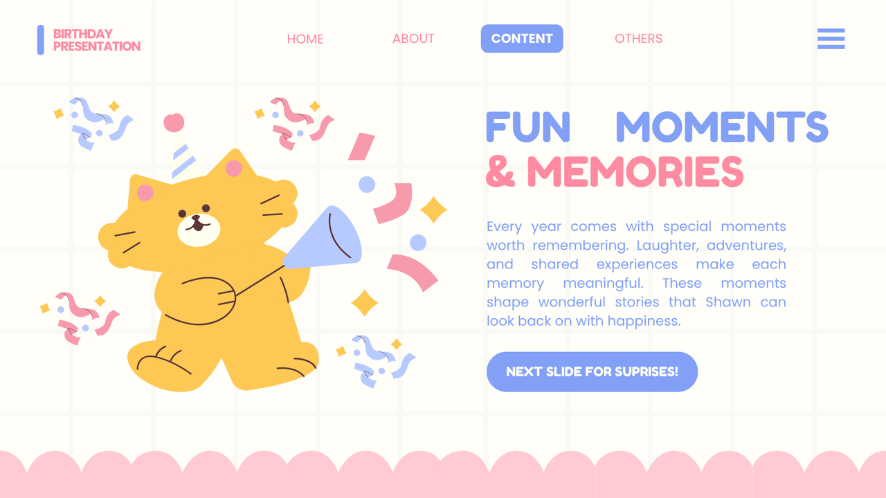 Blue and Pink Illustrative Playful Birthday Presentation