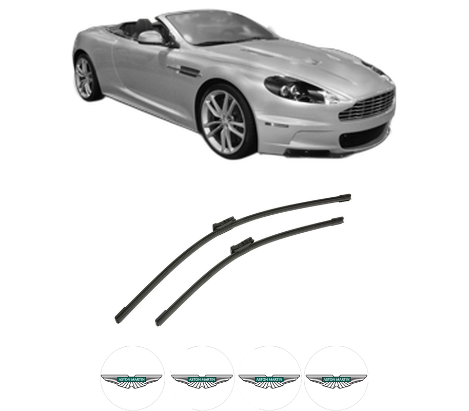 Set stergatoare auto ASTON MARTIN DBS Volante din 2007, pentru parbriz auto, 2 bucati, Bosch Aerotwin, din cauciuc siliconat rezistent, 4 Stickere Auto ASTON MARTIN