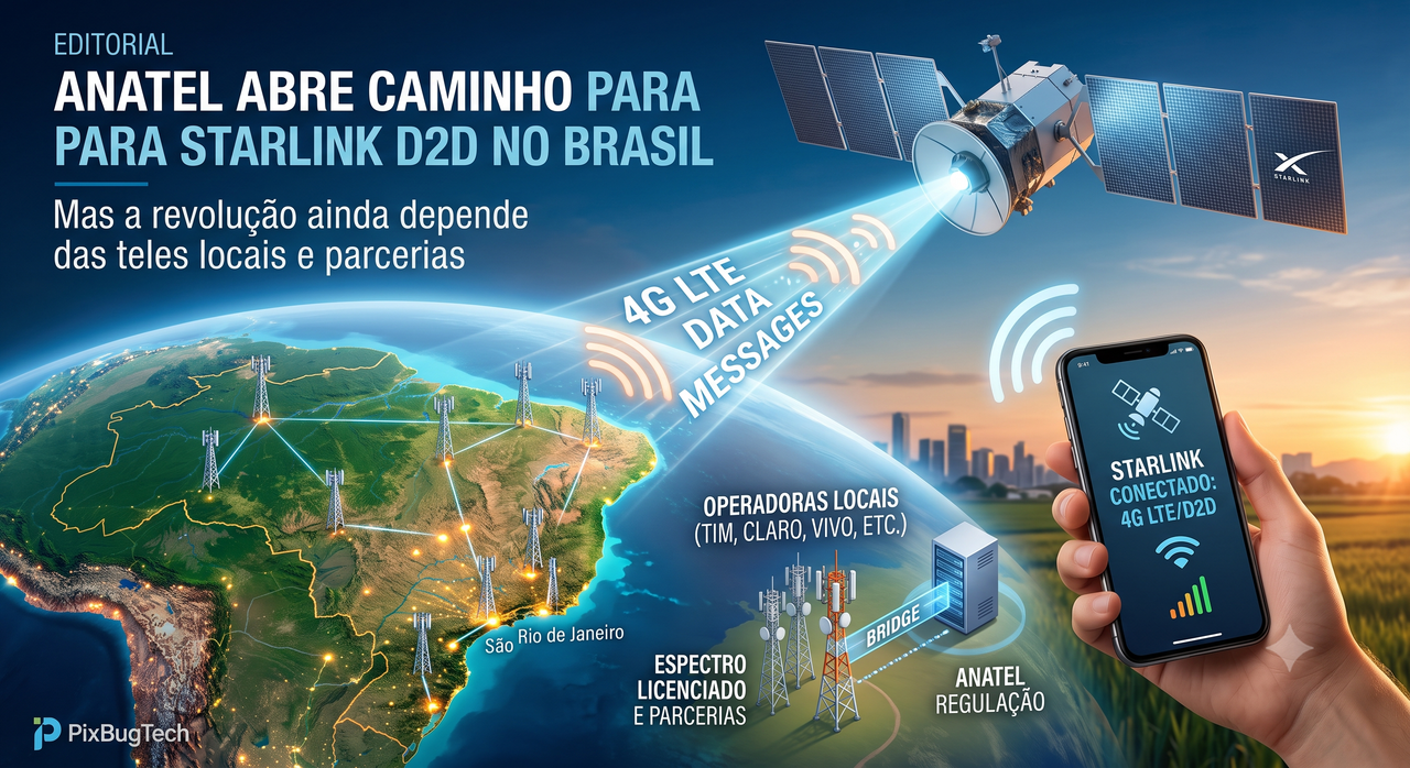 Anatel abre caminho para celular via satélite da Starlink no Brasil — mas a revolução ainda depende das teles