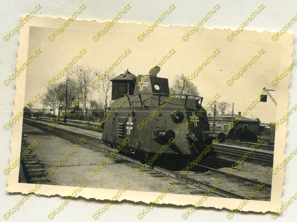 Foto, Panzerdraisine, Kommandowagen, Spähzug mit Balkenkreuz, Ru