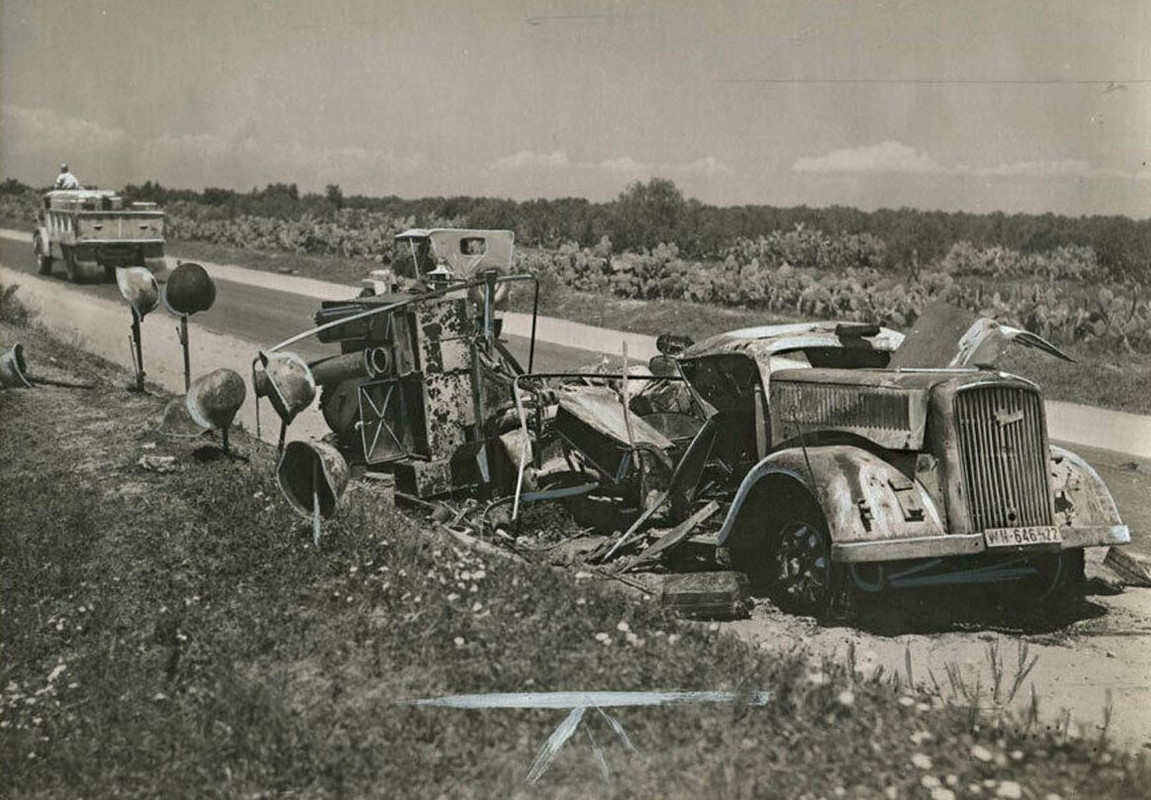 Opel Blitz WH-646522 of DAK destroyed by RAF attack between Kair