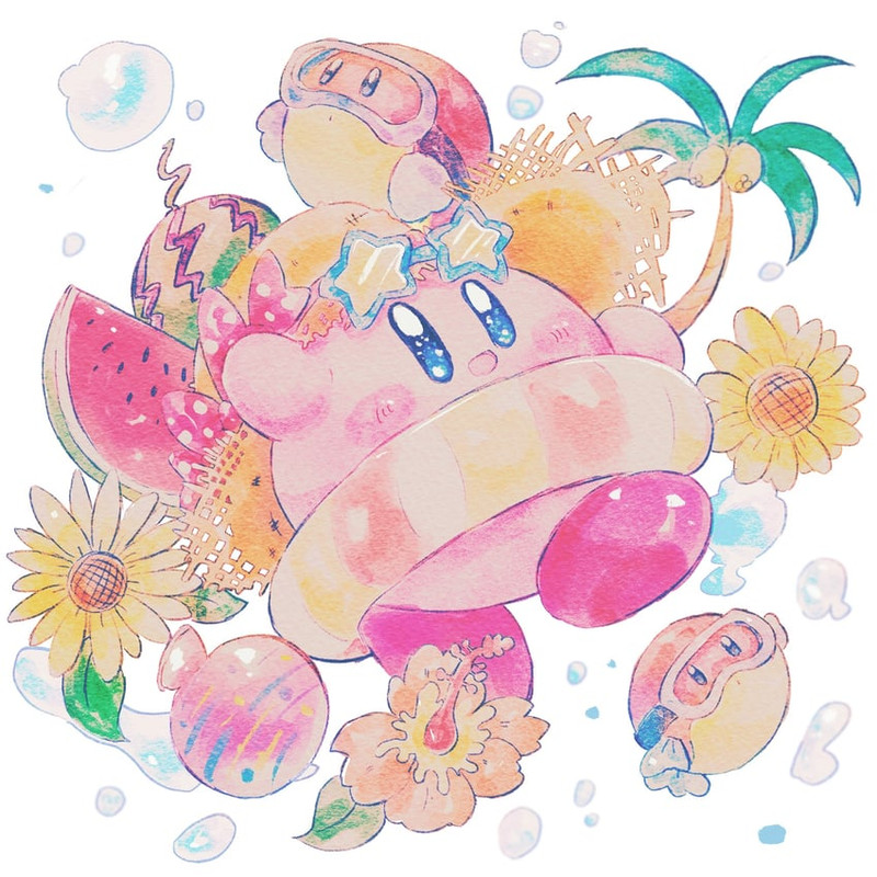kirby-and-blipper-kirby-drawn-by-manmaru