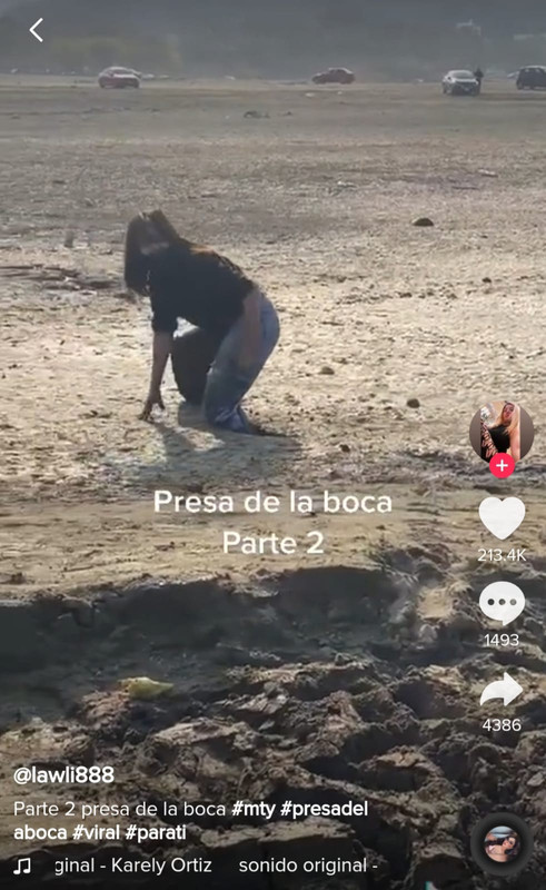 En TikTok, una joven se atora en el lodo de la presa “La Boca”