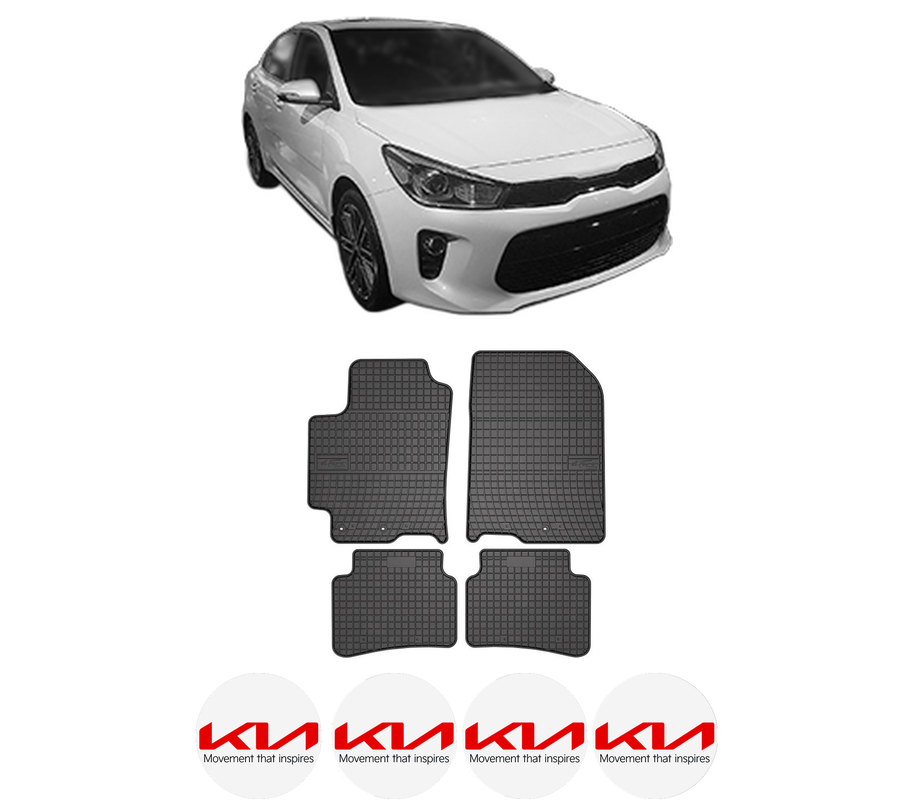 Set covorase presuri KIA RIO IV Hatchback Van (YB, SC, FB) din 2017, auto, din cauciuc thermoplastic, 4 Stickere auto cu KIA