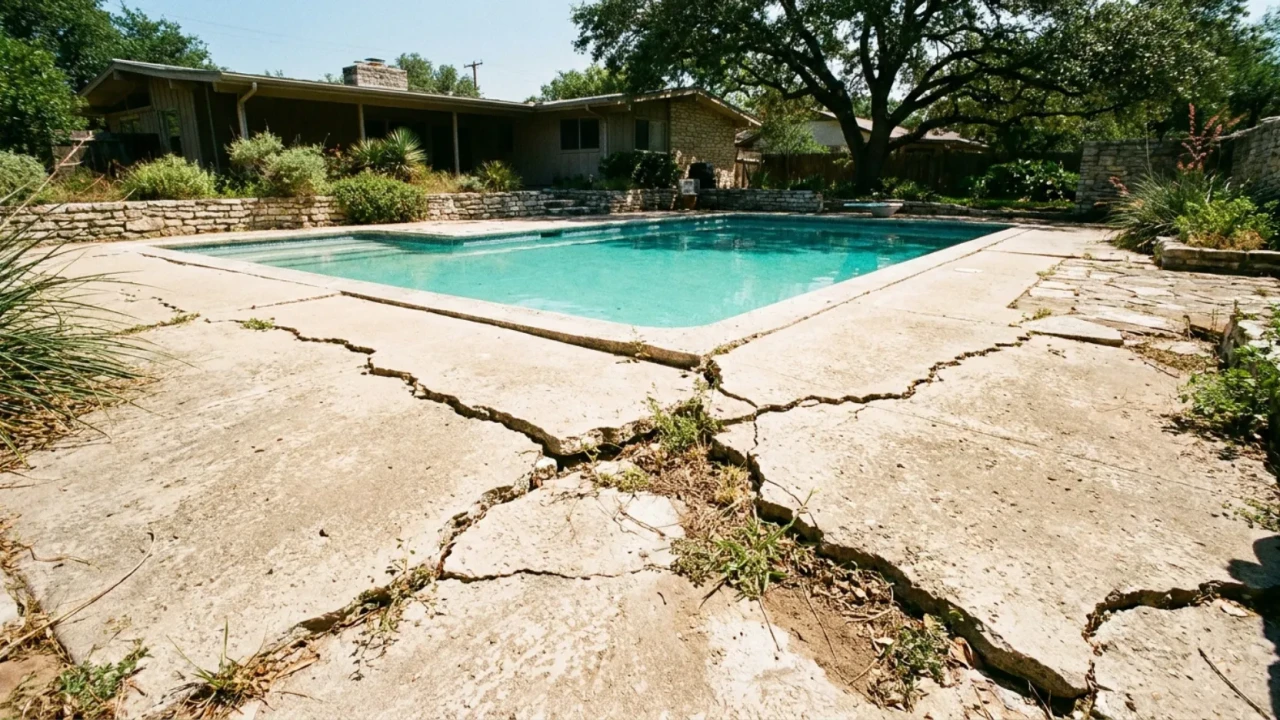 Pool deck repair red flags cracking peeling coating San Antonio TX warning signs