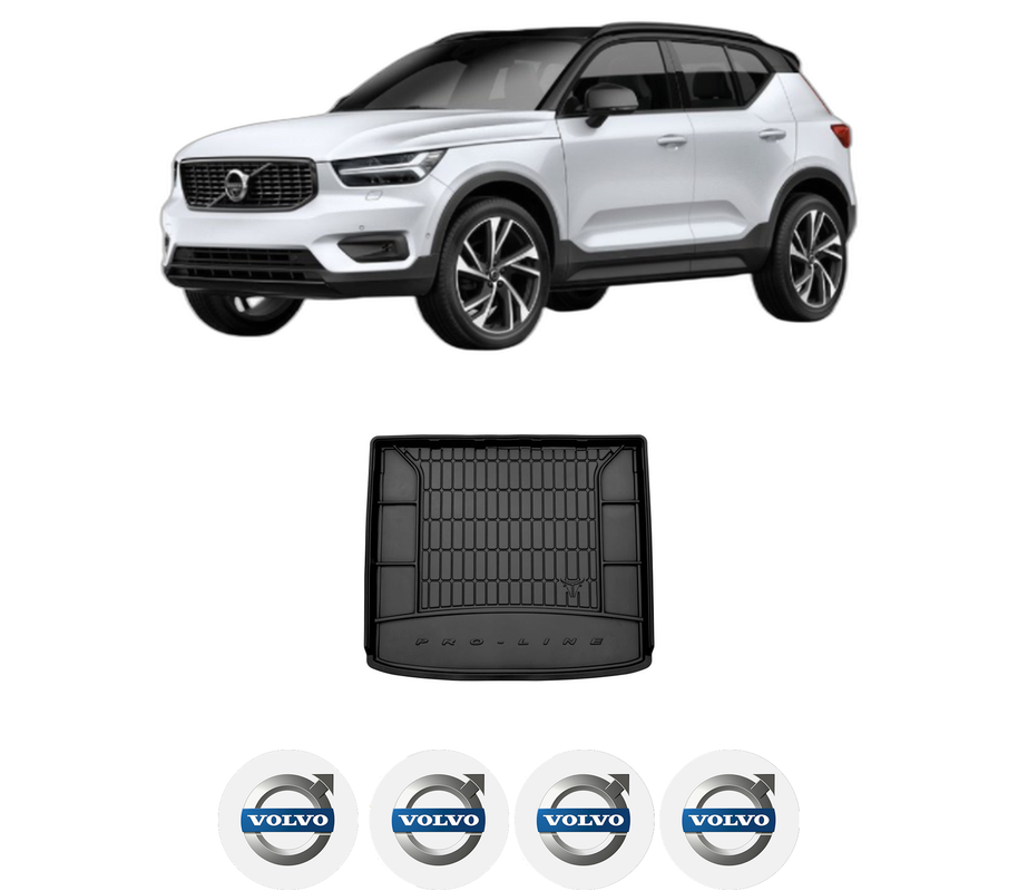 Tavita Portbagaj VOLVO XC40 (536) din 2017-2023, Protectie Portbagaj Auto, 4x Stickere auto cu VOLVO