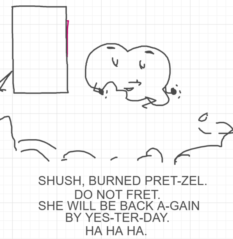 A panel from You're In Danger, Boy, episode seven of the Board Boards object show by Furretwalk/WalkingFurret.