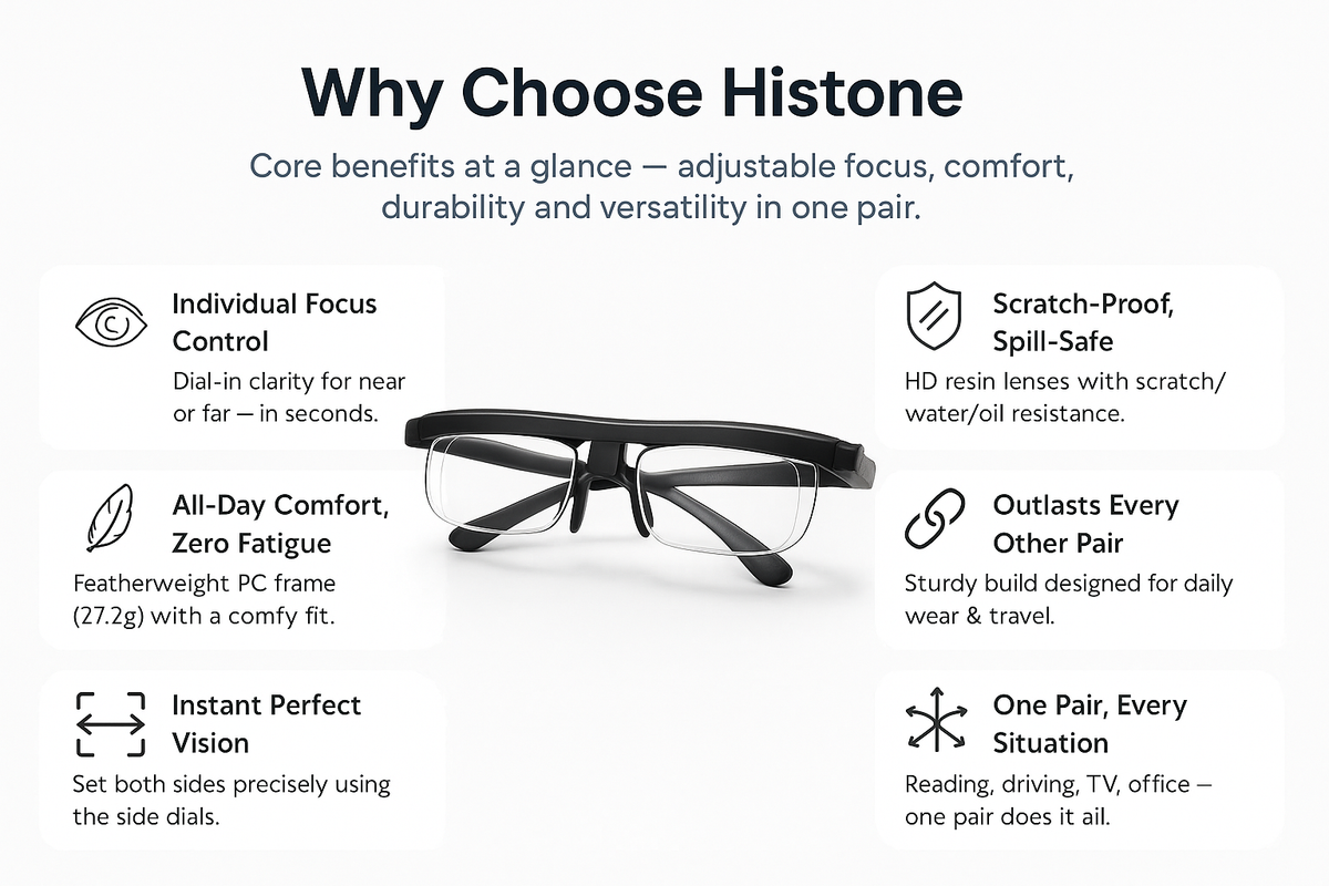 Histone adjustable glasses