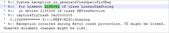 Find element ID in log