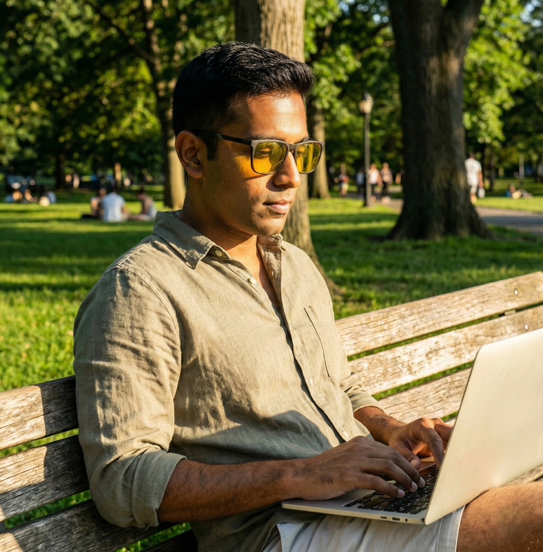 Woman wearing day lenses