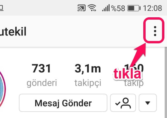 instagram profil seçenekler