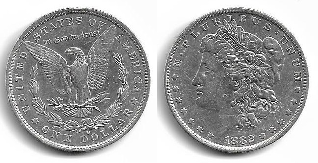 Morgan dollar, USA, 1882 USA-1-dolar-1882-26-94gr