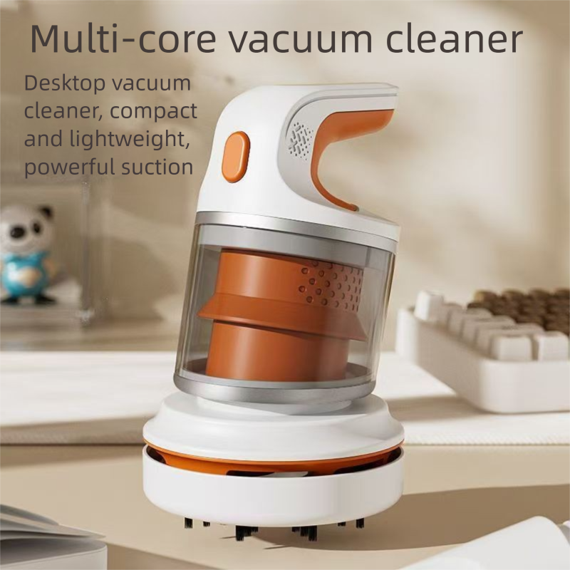 Red Compact Desktop Vacuum Cleaner – Cordless Handheld Dust Remover for Office, Keyboard, Car & Home Use with Dual Suction Modes and USB Charging