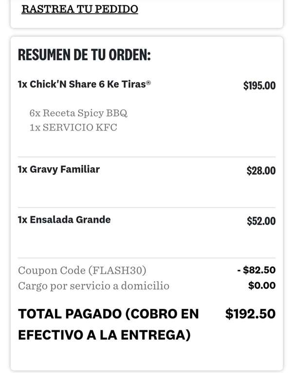 Descuento en la APP de KFC 
