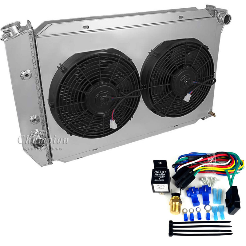 Shroud Aluminum 3 Rows Radiator 12/" Fans For 79-93 Ford Mustang