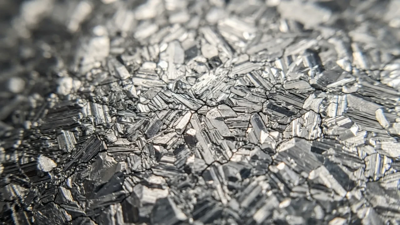 Close-up of Galvalume steel panel coating showing aluminum zinc alloy surface layer