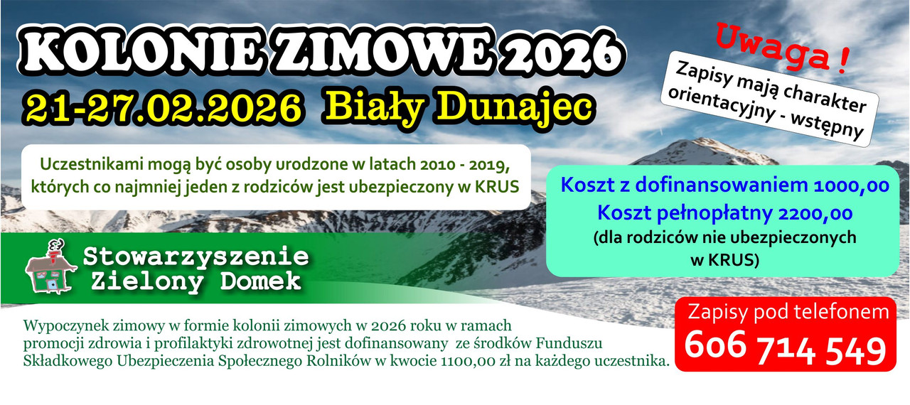 Kolonie zimowe 2026 – wstępny nabór uczestników