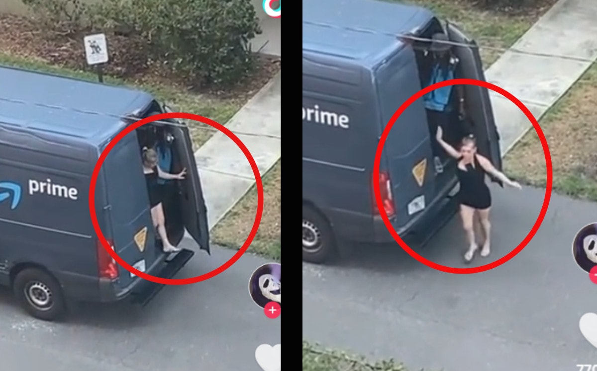 TikTok exhibe a repartidor de Amazon cuando una mujer sale de su vehículo