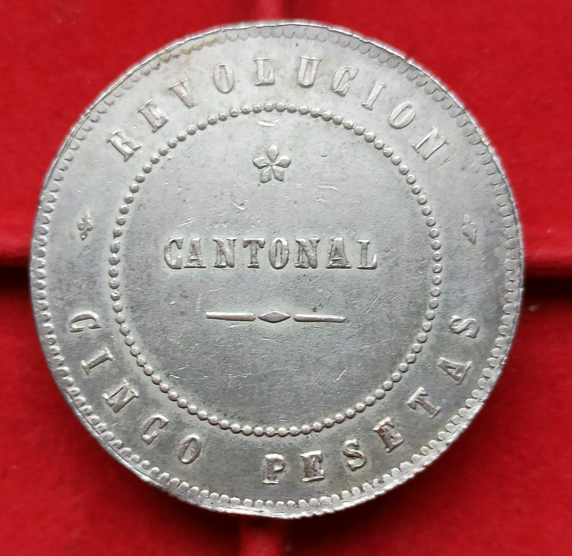 5 Pesetas de 1873. Revolución Cantonal. Cartagena. 1